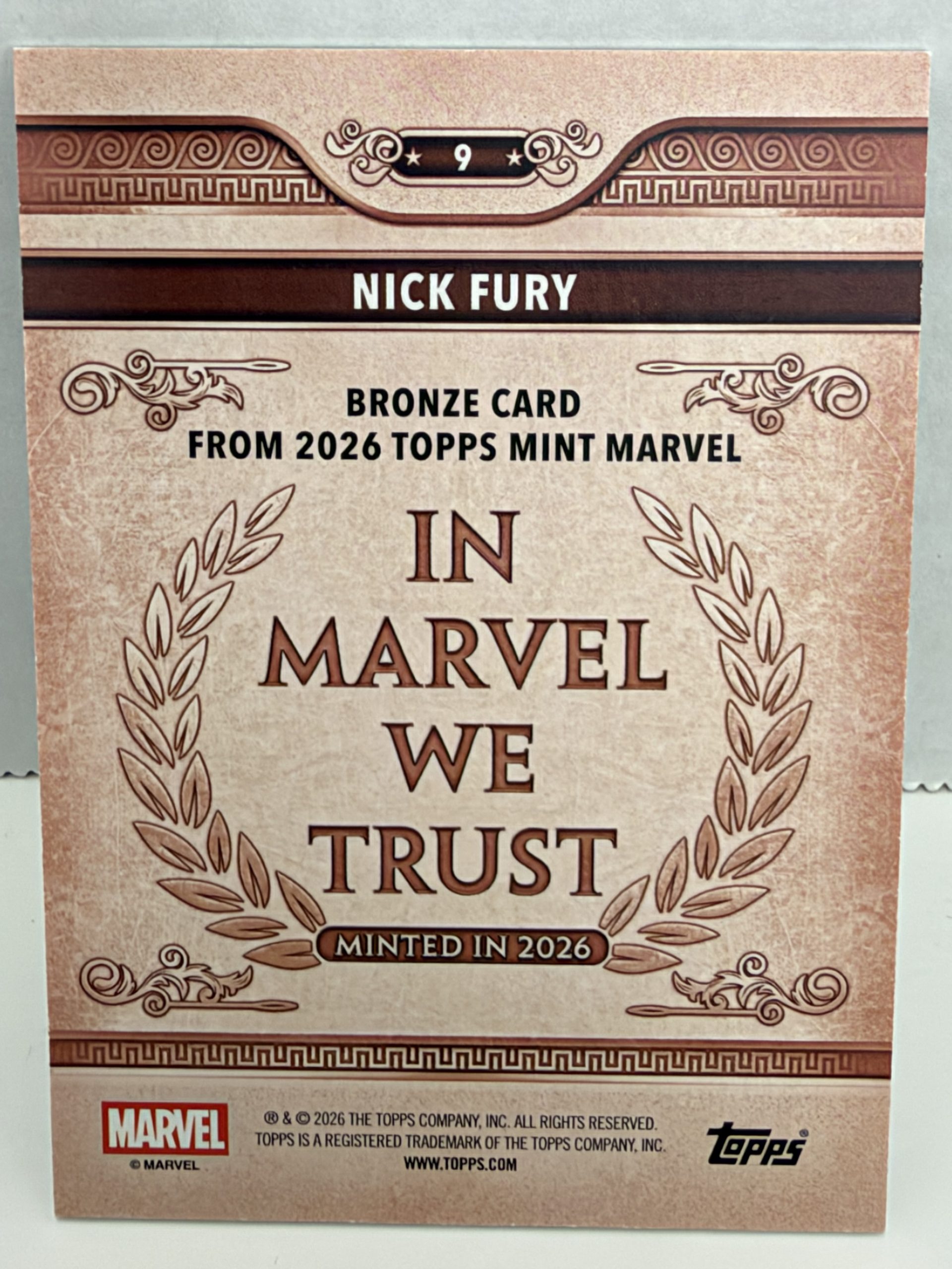 2026 SDCC Topps Mint Marvel Nick Fury #9 Bronze Parallel 51/75 - Image 6